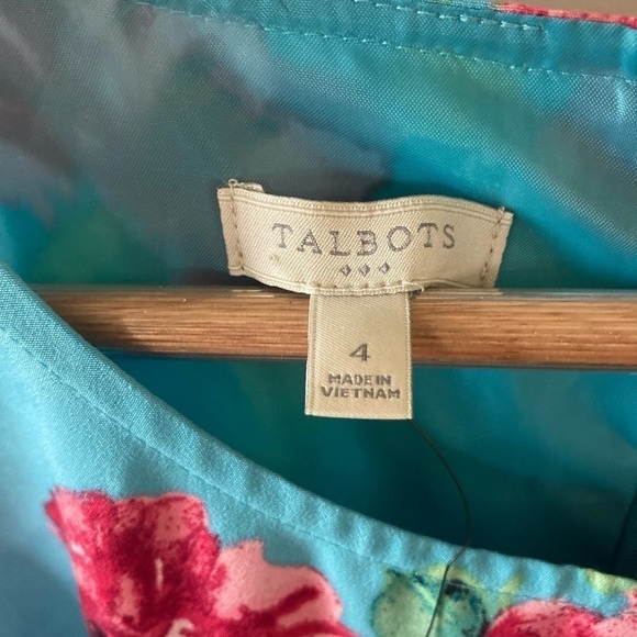 Nwt Talbots outlet size 4 sleeveless shift dress bright floral lined - Picture 2 of 9